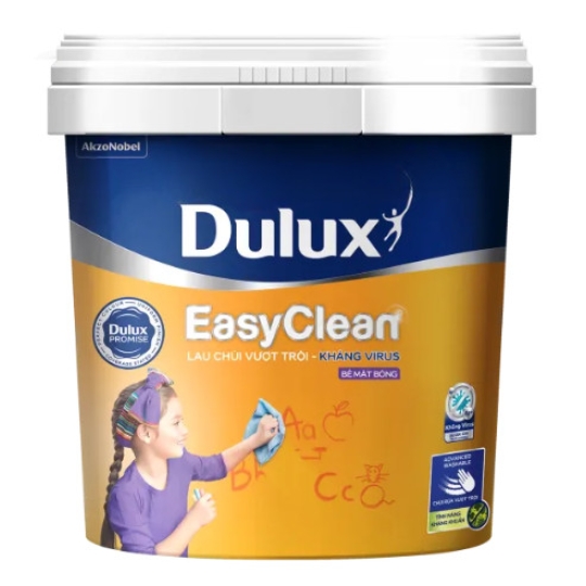 Sơn nội thất Dulux Easyclean lau chùi vượt trội kháng Virus bề mặt bóng 99AB - thùng 15L